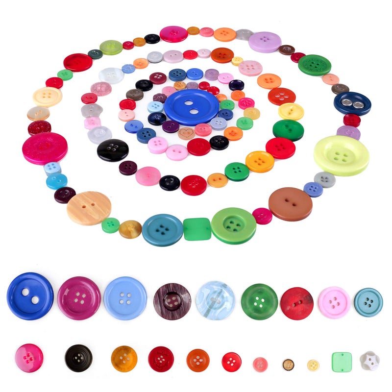 Greentime 1500 pcs Round Resin Buttons Mixed Color Assorted Sizes for Crafts Sewing DIY Manual Button Painting DIY Handmade Ornament Buttons Easter Egg Fillers Decorative, 2 Holes and 4 Holes - Image 3